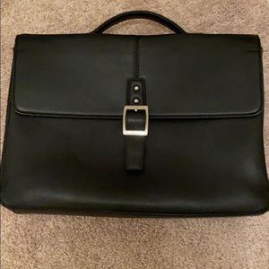 Black faux leather men brief case